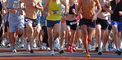 Runners running the YMCA 5k mile run.