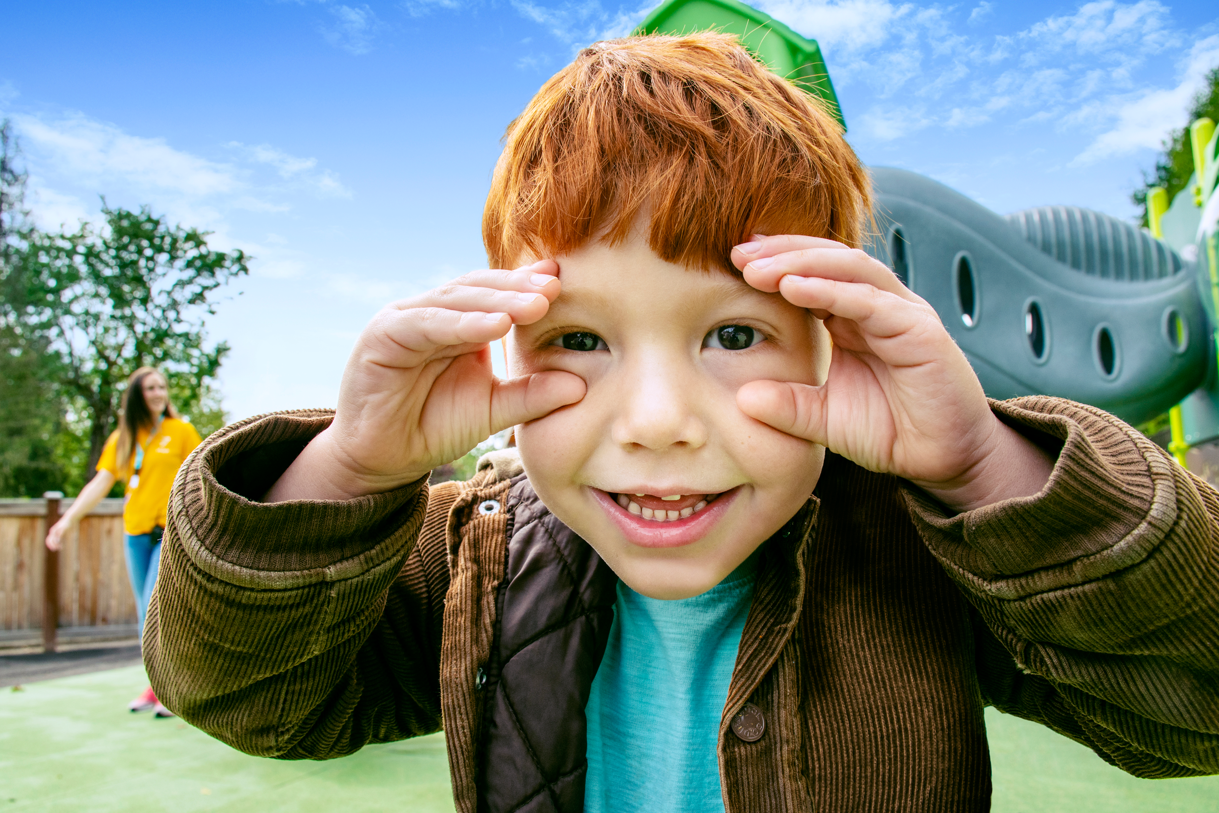 Young child looking for adventure at Kenosha YMCA summer camp and child daycare.