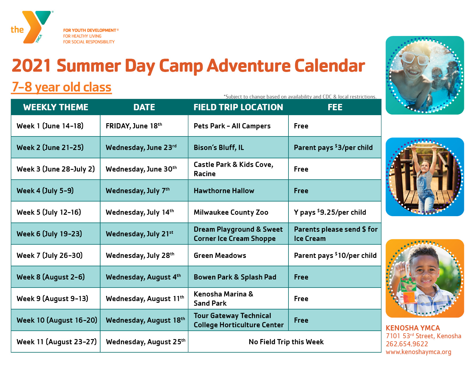 Summer Day Camp & Child Daycare KENOSHA YMCA