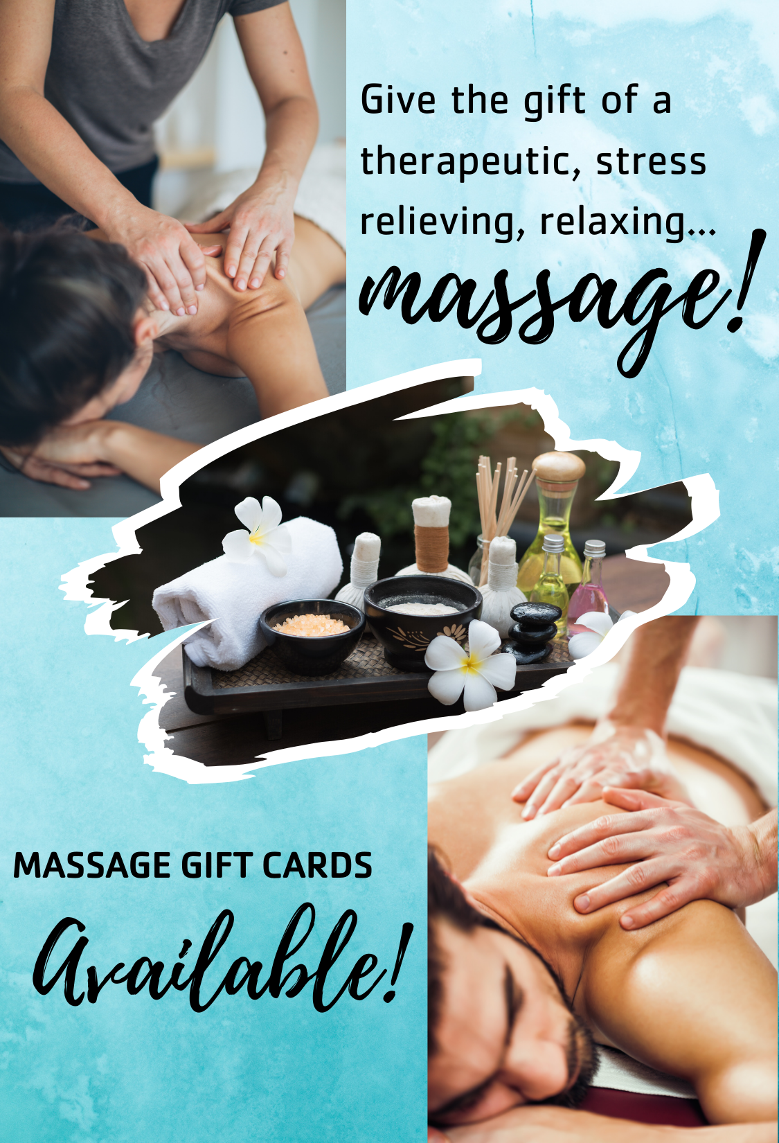 Massage makes a great gift. Gift Certificates available. Massage makes a great gift. Gift Certificates available.