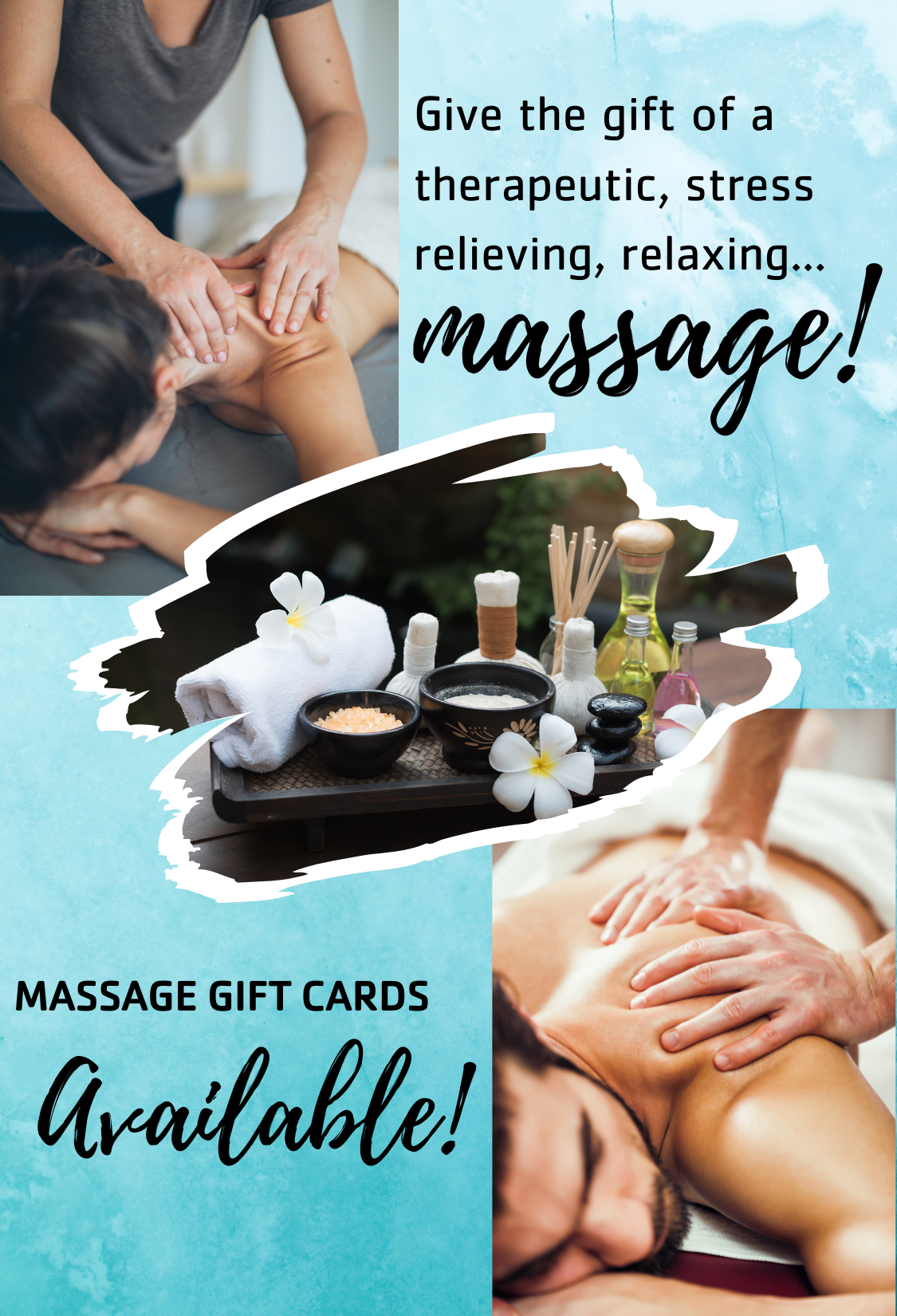 Massage makes a great gift. Gift Certificates available.