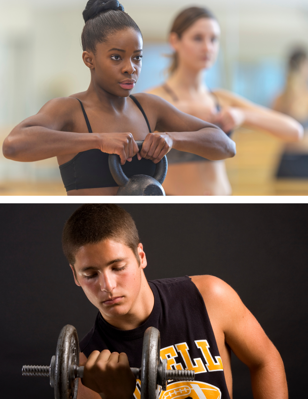 Teens lifting weights to build strength in a YMCA class.