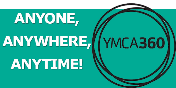 Illustration for YMCA 360 saying anyone, anywhere, anytime