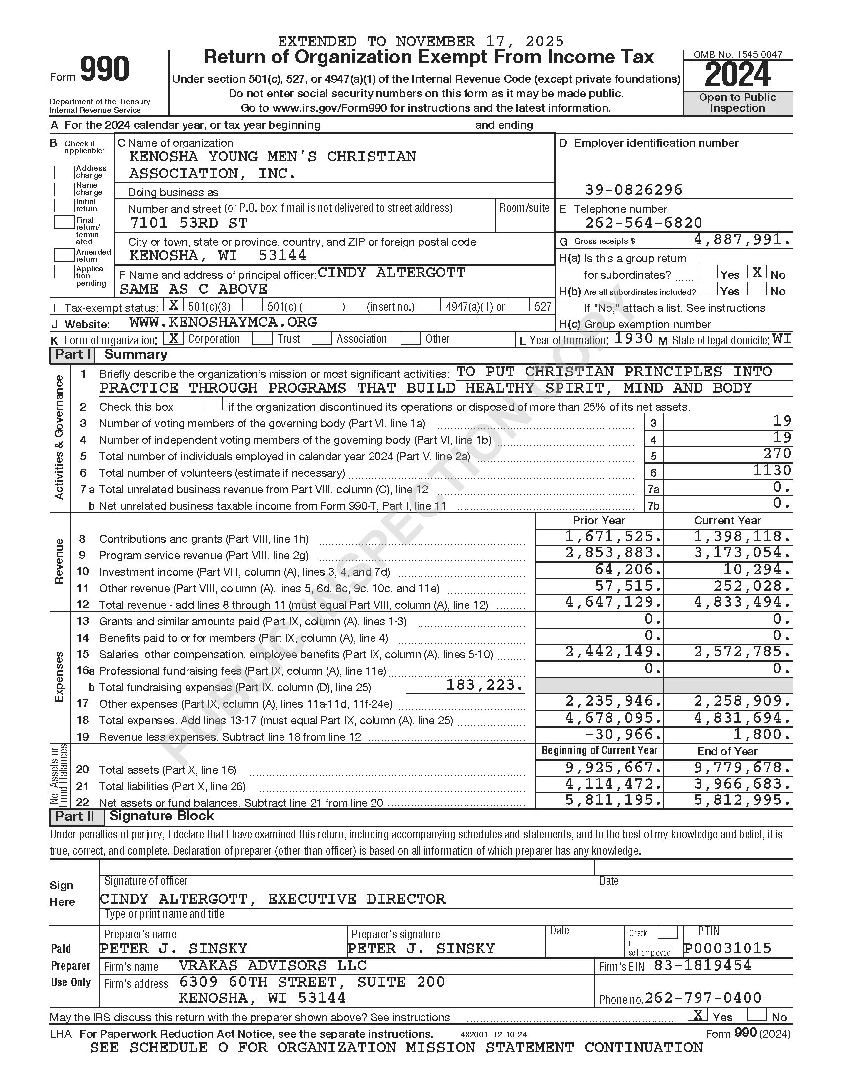 2024 Kenosha Ymca 990 Publiccopy Watermarked Cover